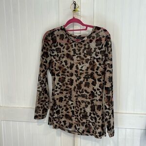 Venus long sleeved, sheer leopard print top size L